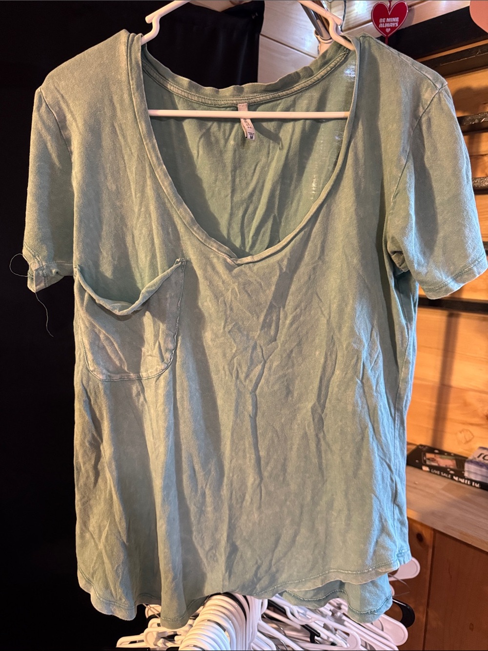 Z Supply Mint Green V-Neck Pocket Tee